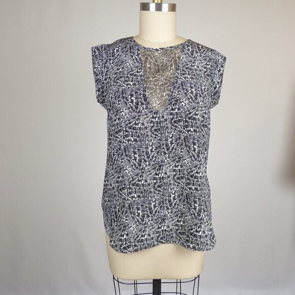 Rebecca Taylor Tops - Rebecca Taylor Printed Silk Chiffon Top Black White 10 Work Office Preppy